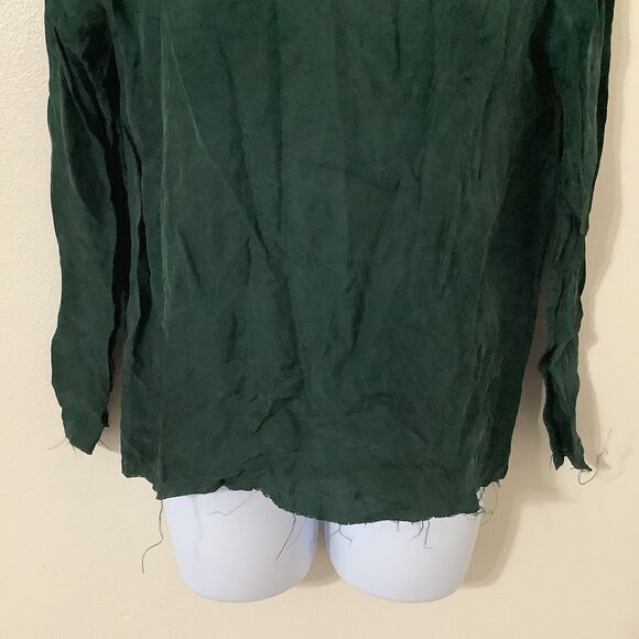 BB Dakota Dark Green Oversized Lagenlook Distressed Artsy Goblincore Blouse XS - Picture 3 of 8